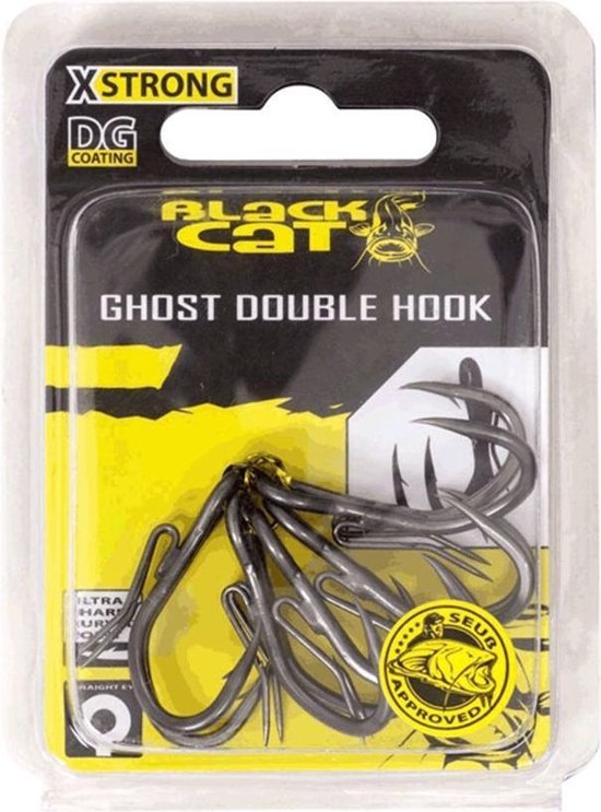 Black Cat Ghost Double Hook DG - DG Coating - Haakmaat 3/0 - 5 Stuks - Grijs van Black Cat — afbeelding 2