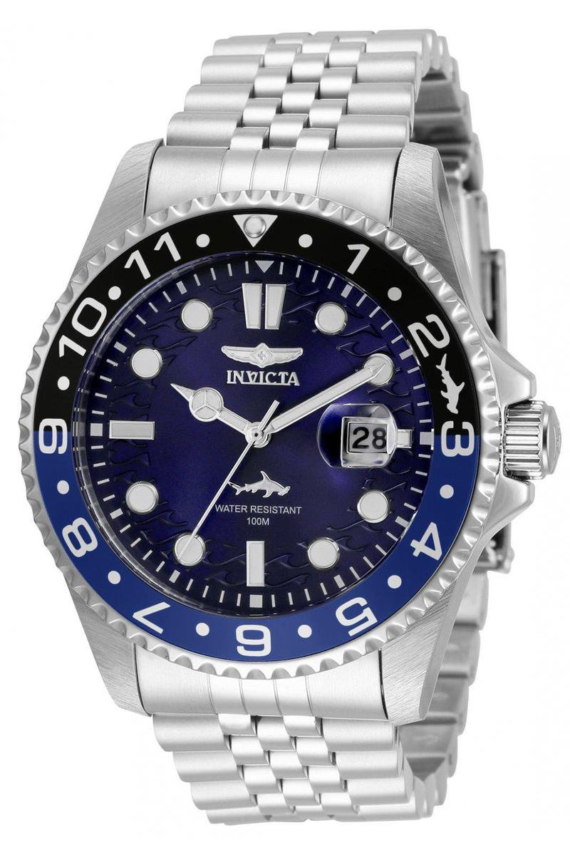 Invicta Pro Diver 35130 Heren Horloge - Waterdicht - Analoog - Quartz Uurwerk - Roestvrij Staal met blauwe Wijzerplaat - 43mm