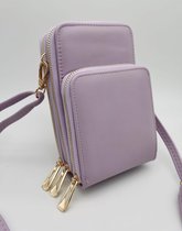 THL Design - Telefoontas - Kleine Schoudertas - Telefoontasje  Dames Crossbody - 3 Vakken - Paars