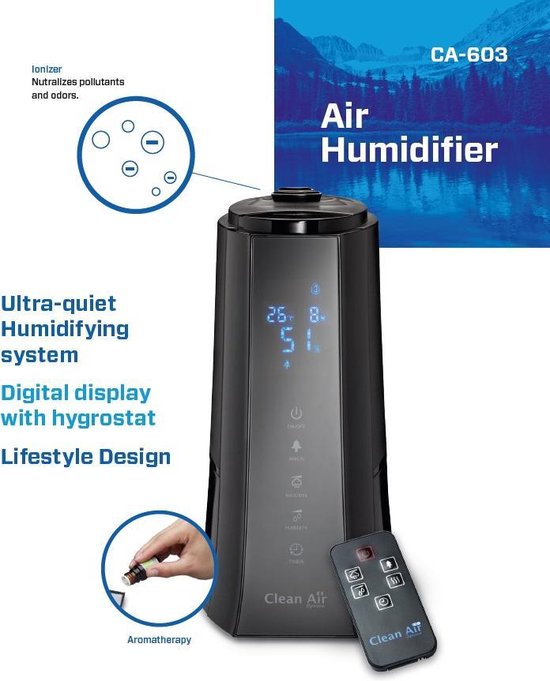 Humidificateur d'air ultrason + ioniseur CA-603