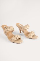 NA-KD Braided Wedge Vrouwen Muiltjes - Beige - Maat 39