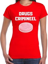 Drugs crimineel verkleed t-shirt rood voor dames S