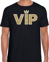 VIP goud glitter and glamour tekst t-shirt zwart voor heren - fun glitter shirt XL