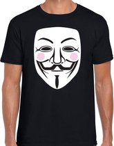 V for Vendetta masker t-shirt zwart voor heren L
