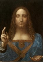 Canvas Schilderij Leonardo Da Vinci Salvator Mundi - Duurste schilderij ooit - Kleur - 50 x 75 cm