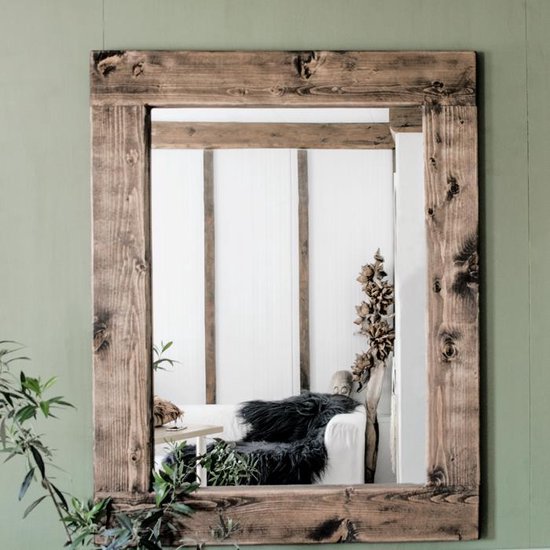 Exclusives - spiegel houten lijst donkerbruin - 140x110 - spiegels -  staande spiegel... | bol