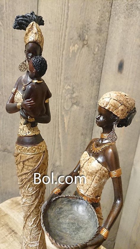 Beeld - Afrikaanse vrouw met kind - 47cm - Afbeelding 3