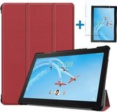 Lenovo Tab P10 Hoes - Tri-Fold Book Case + Screenprotector - Donker Rood