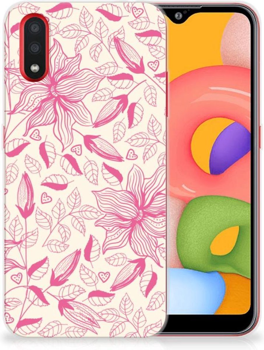 Samsung Galaxy A01 TPU Case Pink Flowers