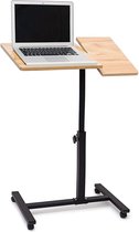 HN® Houten ergonomische Laptoptafel Op wielen met muismat | Draaibaar, HxBxD: 95 x 60 x 40,5 cm | Houten laptopstandaard  met wielen | Laptop Statafel In Hoogte Verstelbaar | Noteb
