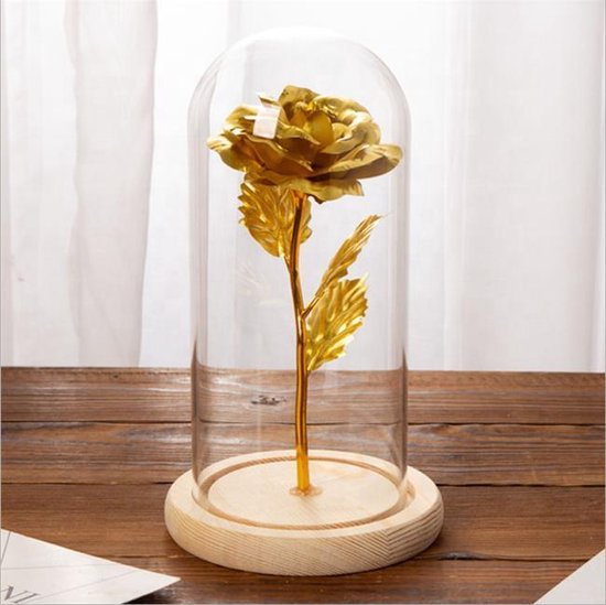 Gouden Roos in glazen Stolp met LED|Moederdag... | bol.com