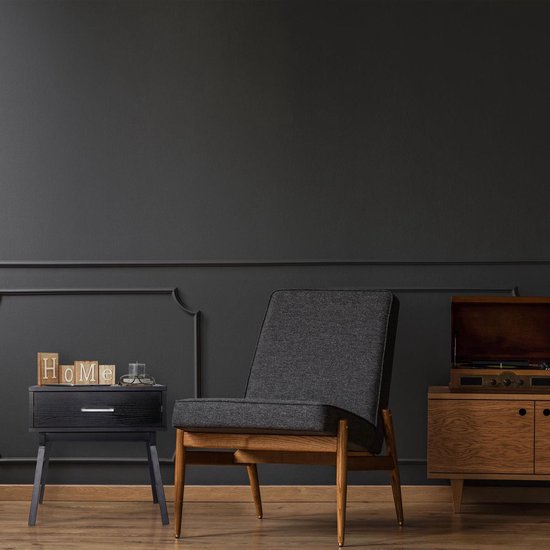 Relaxdays Nachtkastje Zwart - Bijzettafel Slaapkamer - Nachtkast Met Lade Nachttafel