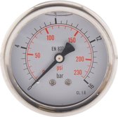 0..16 Bar Glycerine Manometer Achteraansluiting RVS/Messing 63 mm Klasse 1.6 - ML01663SHG