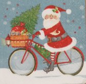 Servetten Santa on a Bike 25 x 25 cm