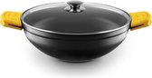 Castey Classic Concave hoge braadpan 32cm met glazen deksel en siliconen handvatten
