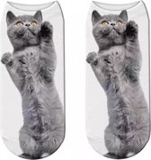 Enkelsokken Kat - kattensokken - fotoprint enkelsokken - Unisex - Maat 36-41