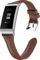 Fitbit Charge 3 & 4 - Wearablebandje - Zacht Leren bandje - Gesp - Bruin