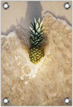 Tuinposter –Ananas in Zee– 60x90cm Foto op Tuinposter (wanddecoratie voor buiten en binnen)