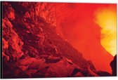 Dibond –Binnenkant Vulkaan– 60x40 Foto op Aluminium (Wanddecoratie van metaal)