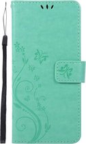 Groen bloem vlinder agenda case hoesje Samsung Galaxy A51