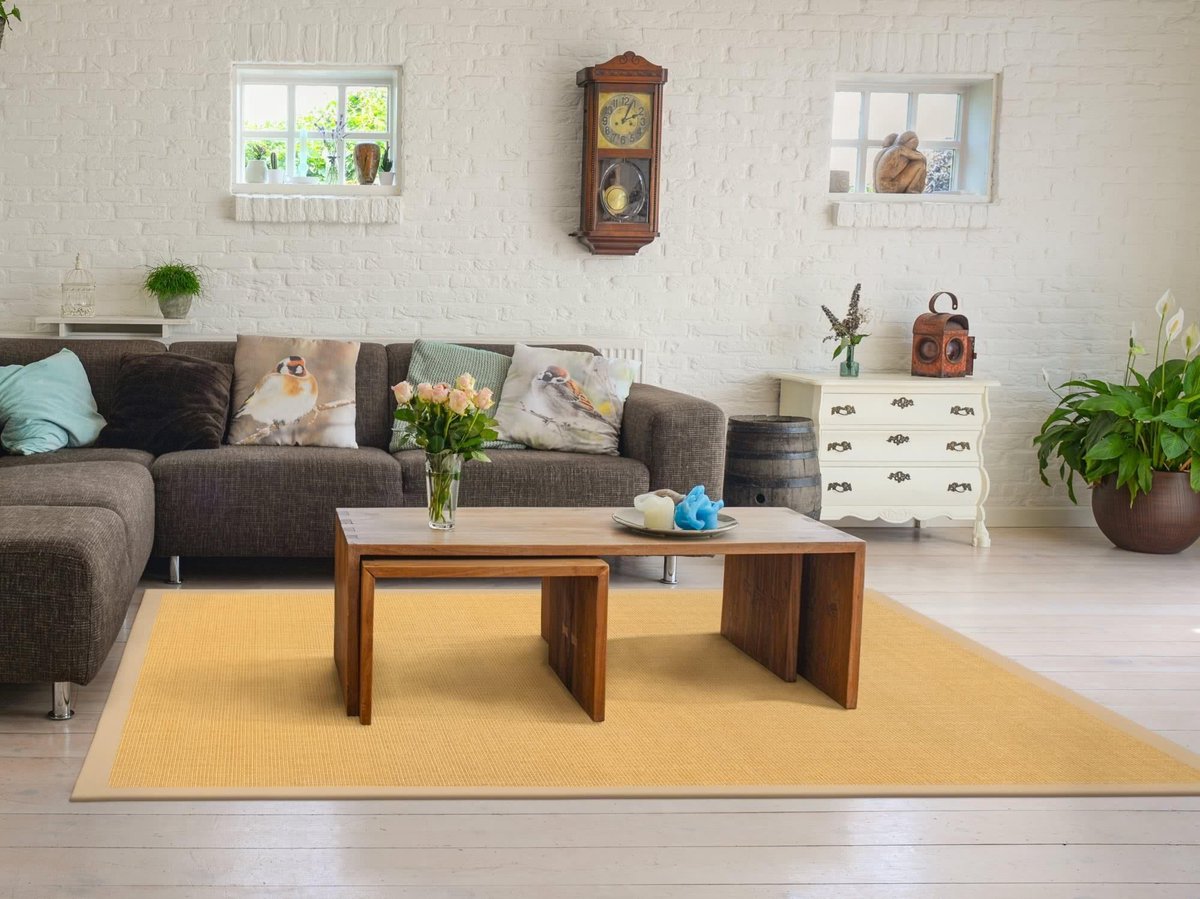 Sisal vloerkleed in natur met katoenen rand 133x190cm - made in Germany