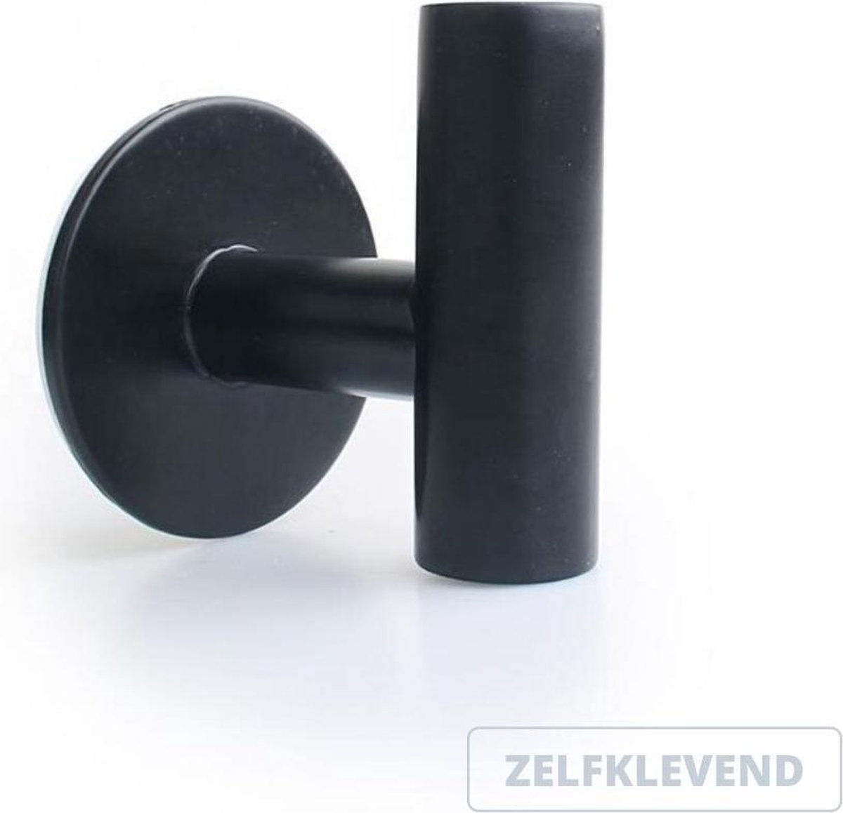 Handdoekhaak zwart zelfklevend - set van 2 - rvs - rond