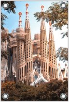 Tuinposter –Sagrada Familia Tempel in Barcelona-Spanje– 80x120cm Foto op Tuinposter (wanddecoratie voor buiten en binnen)