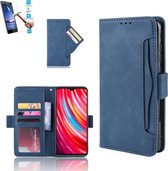 Xiaomi Redmi Note 8T Book Case Blauw Cover Case Hoesje Lederen Pu - 1 x Tempered Glass Screenprotector PMTBL