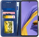 Samsung Galaxy A51 Hoesje Book Case Wallet Design Lines Blauw