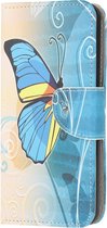 Blauw vlinder agenda wallet case hoesje Samsung Galaxy A71