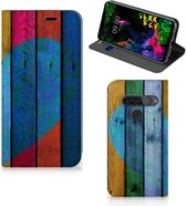 LG G8s Thinq Book Wallet Case Wood Heart