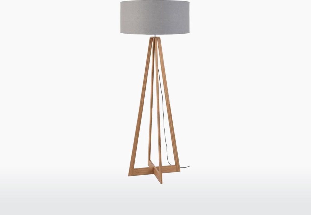 GOOD&MOJO Vloerlamp Everest - Lichtgrijs/Bamboe - Ø60cm - Scandinavisch,Bohemian - Staande lampen voor Woonkamer - Slaapkamer
