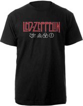 Led Zeppelin Heren Tshirt -XL- Logo & Symbols Zwart