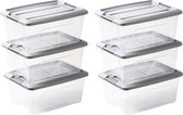 IRIS New TopBox opbergbox - 15L - 6 stuks - Kunststof - Transparant/Zilver