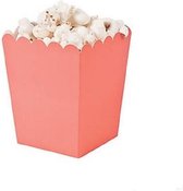 Popcorn bakjes zalmroze - 12 stuks - stevig karton - klein formaat - 8 cm breed - 10 cm hoog