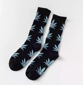Wietsokken - Cannabissokken - Wiet - Cannabis - zwart-grijsblauw - Unisex sokken - Maat 36-45