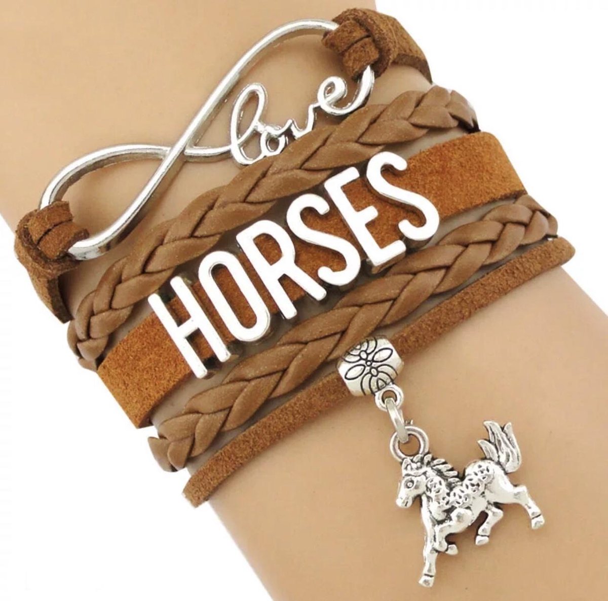 Armbandje met paarden (Horses) hangertje.