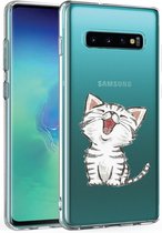 Samsung Galaxy S10 Plus transparant siliconen hoesje - schattig katje