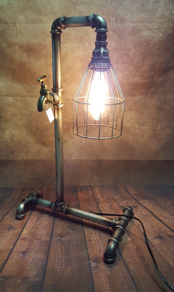 industrieel Lamp met draadkap Vintage