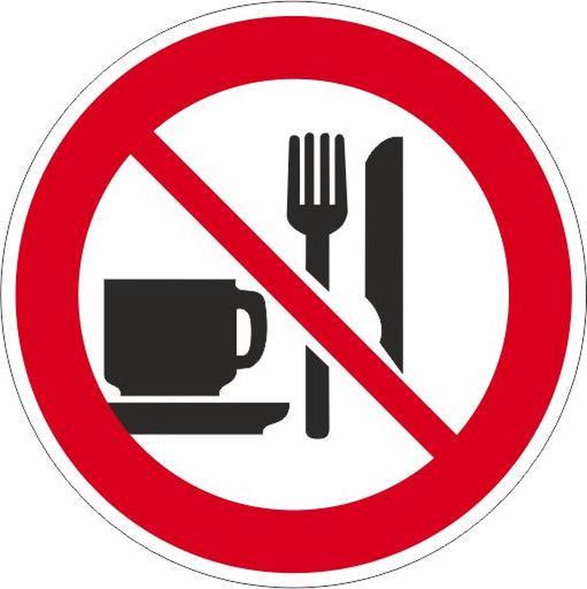 2x Pictogram sticker Verboden te Eten en Drinken 20 cm