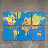 Onderzetters Wereldkaart. Set van 6 stuks. 10 x 10 cm.