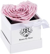 Soft Pink Single Heart mini flowerbox - longlife rose