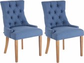 CLP Aberdeen Set van 2 eetkamerstoelen - Zonder armleuning - Hout - Stof - blauw antiek licht