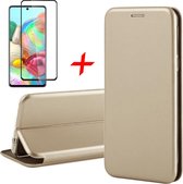 Samsung A71 Hoesje en Samsung A71 Screenprotector - Samsung Galaxy A71 Hoesje Book Case Wallet + Screenprotector Full - Goud
