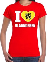 Rood I love Vlaanderen t-shirt dames M