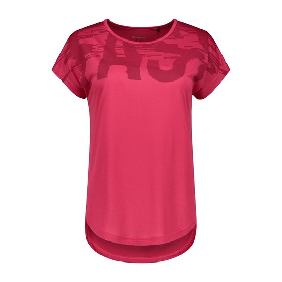 Redmax Dames T-shirt ronde hals print en langer achterpand - Roze - L | bol