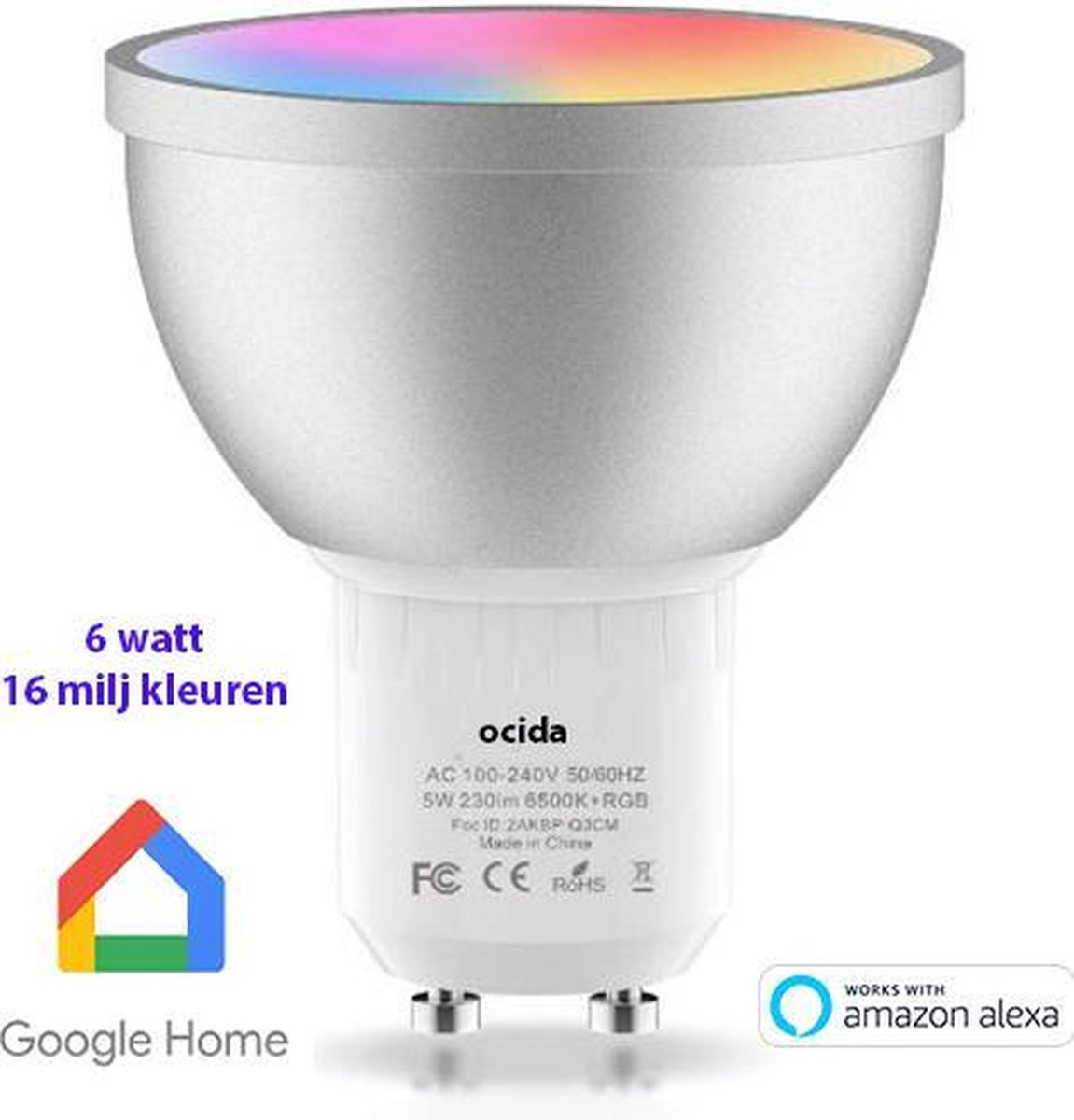 Toeval Vriend zondaar bol.com | Smart Bulb spot Led 5wat lamp GU10– GOOGLE HOME ALEXA 17miljoen  kleuren