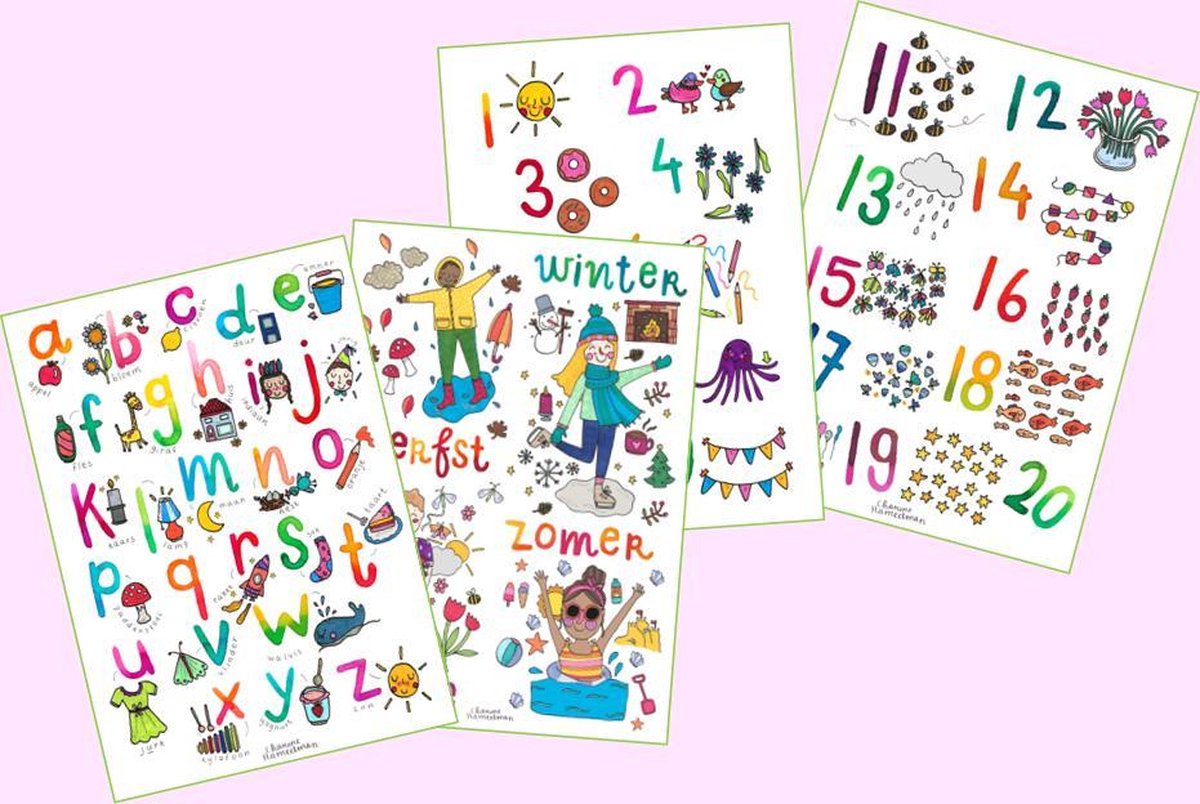 COCHIE 12 educatieve Montessori leerposters A4