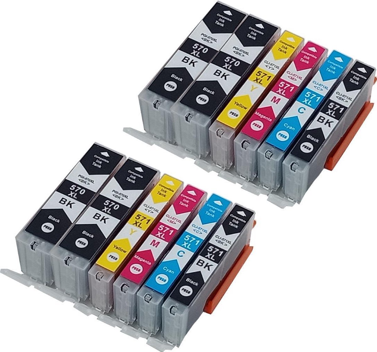 Image of KATRIZ® huismerk inkt Canon PGI570XL / CLI571XL (12stuks) - Met chip | voor Canon Pixma MG 5700 series/6800series/7700 series/TS5050 series/TS6050 series/TS8050 series/TS9050series