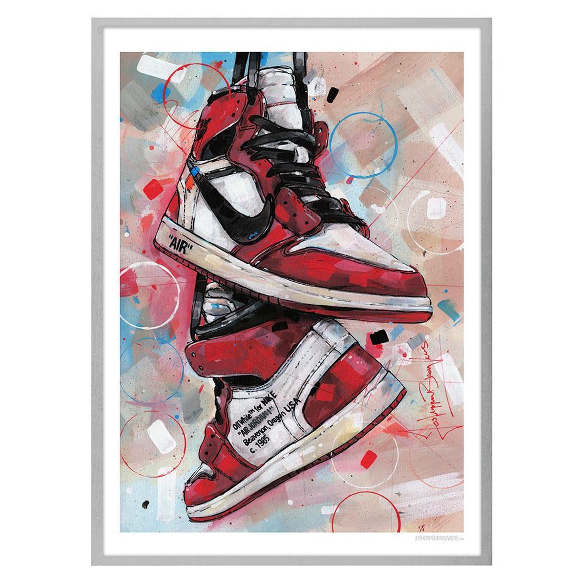 Nike Air Jordan 1 Off- White Chicago peinture (reproduction) 51x71cm |  bol.com